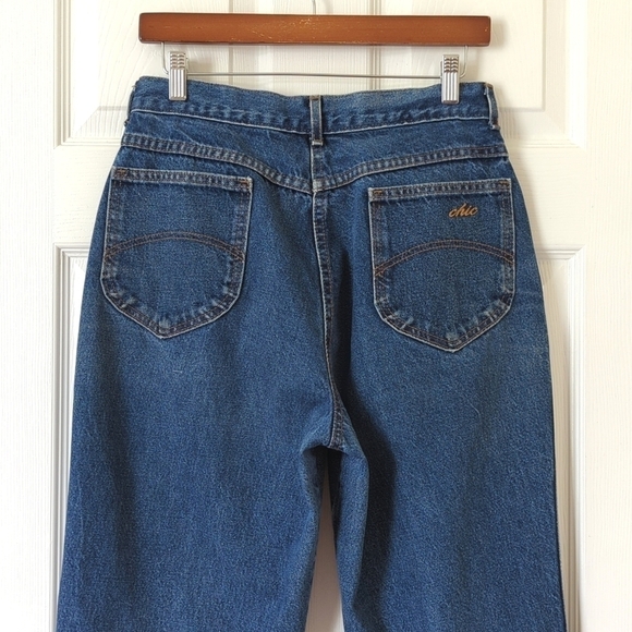 Chic 80's Vintage Dark Wash High Waisted Relaxed Fit Tapered Leg Mom Jeans 14 - Picture 5 of 13